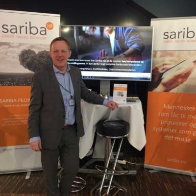 Steinar at the booth. HR Tech 2019